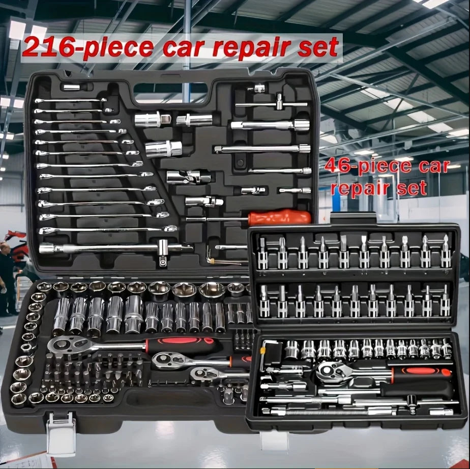 46/74/216pc Socket Wrench Set, Ratchet Wrench Tool Sets, Mechanical and Automotive Repair Combination Socket Ratchet Wrench Set